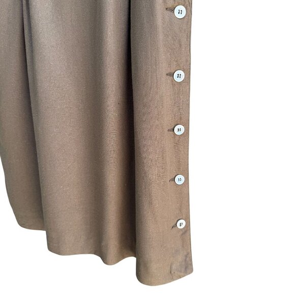 Liz Claiborne Petite Vintage Silk Womens Tan Side Button Lined Pencil Skirt 6P - Picture 7 of 9